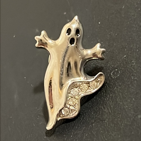Rare Vintage Avon Silver Ghost Crystal Halloween Lapel Pin Brooch - Picture 3 of 4
